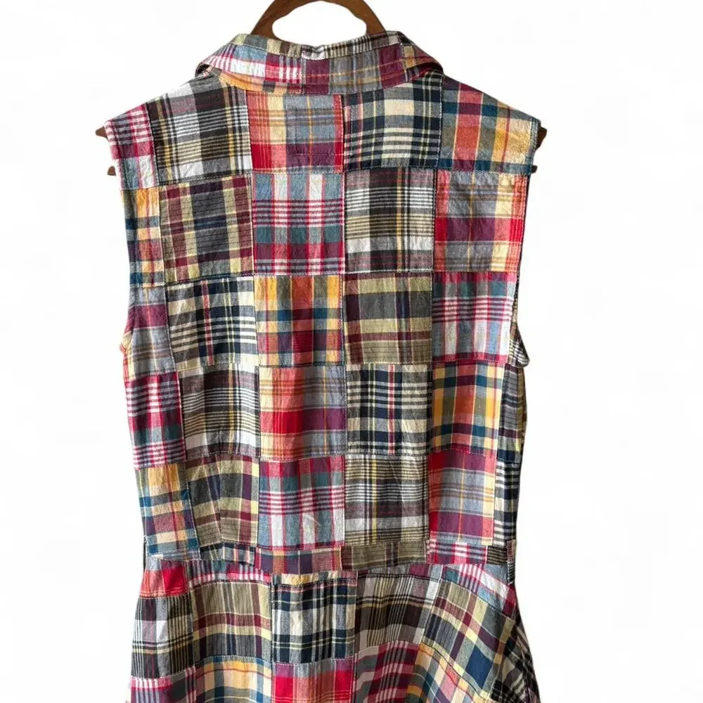 Kiel James Patrick Madras Patchwork Shirt Dress Summer Soirée Size 0 - Picture 5 of 7